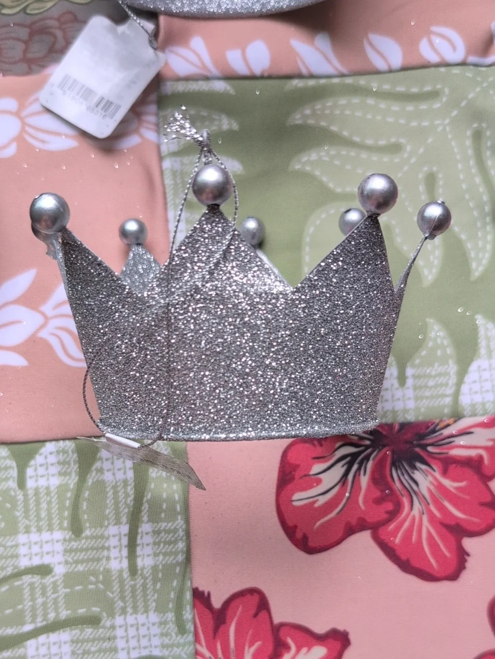 Glitter Crown Headbands & Black Velvet Christmas Ornaments Set